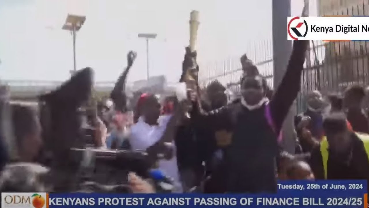 Protesters carrying the Kenyan Parliament mace during the June 2024 anti-Finance Bill protests in Nairobi